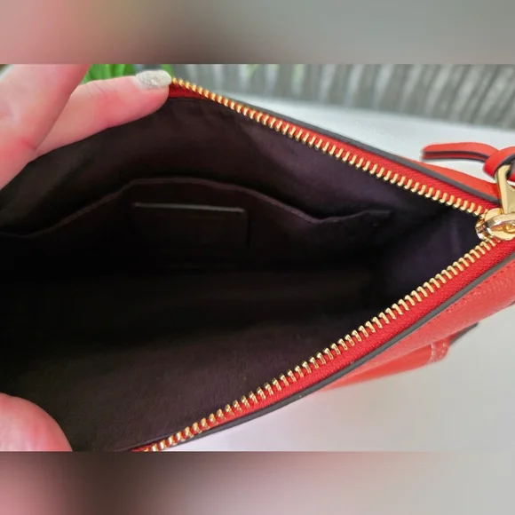 Coach Pennie Crossbody Bag With Coin Purse Mango Red Pebbled Leather-NWOT - Picture 10 of 14